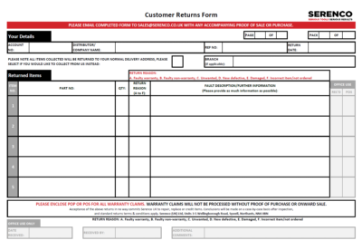 Warranty Returns Form